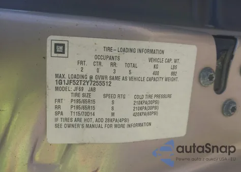 2000 Chevrolet Cavalier Ls из США, поврежденный, VIN 1G1JF52T2Y7255512